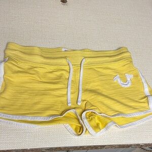 True Religion Yellow and White Women's Shorts